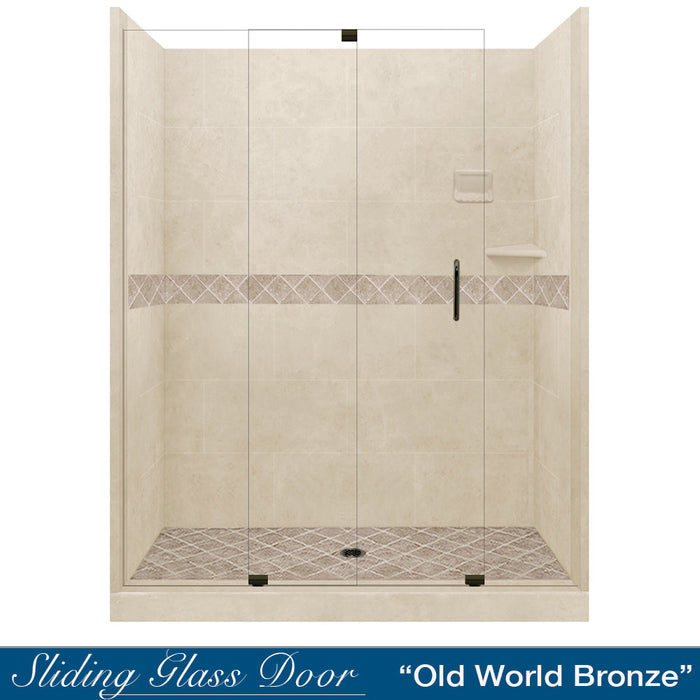 American Bath Factory Diamond Desert Sand 60" Alcove Stone Shower Kit SPECIAL (FREE - Shampoo Niche)