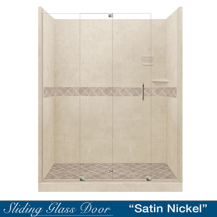 American Bath Factory Diamond Desert Sand 60" Alcove Stone Shower Kit SPECIAL (FREE - Shampoo Niche)