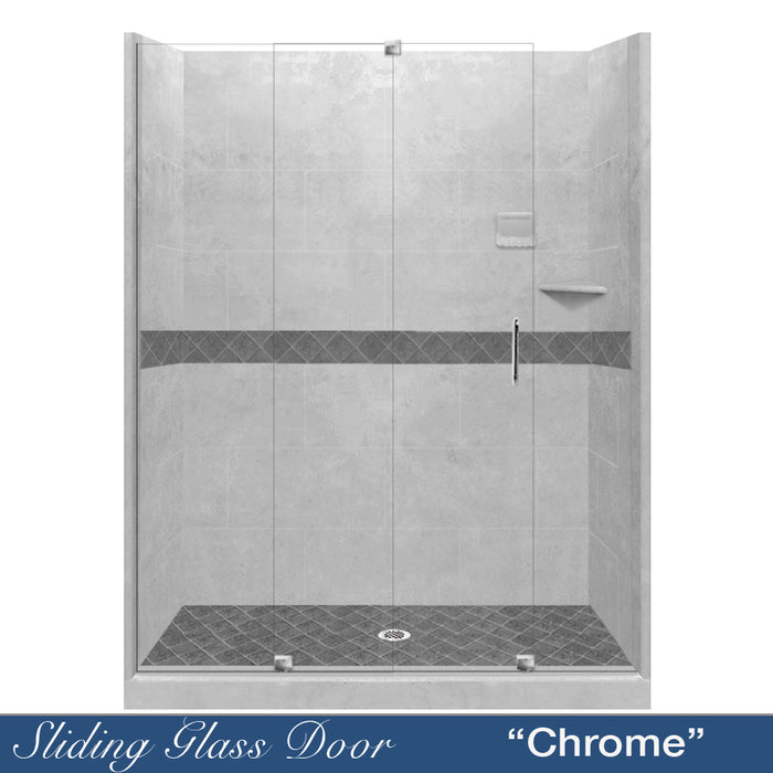 American Bath Factory Diamond Portland Cement 60" Alcove Shower Enclosure Kit