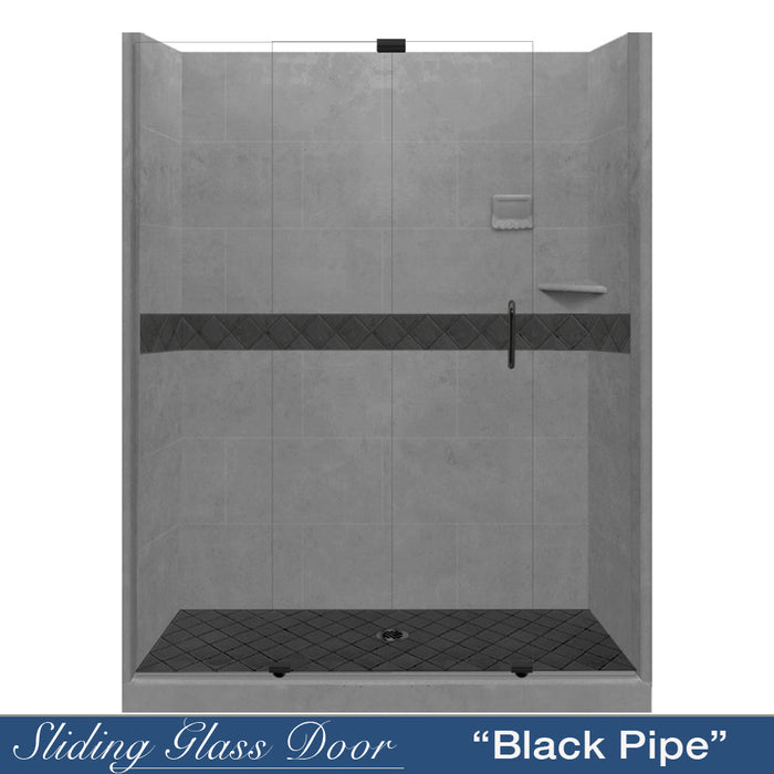 American Bath Factory Diamond Wet Cement 60" Alcove Stone Shower Enclosure Kit