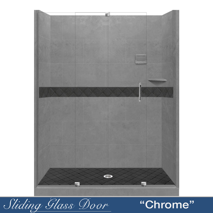 American Bath Factory Diamond Wet Cement 60" Alcove Stone Shower Enclosure Kit