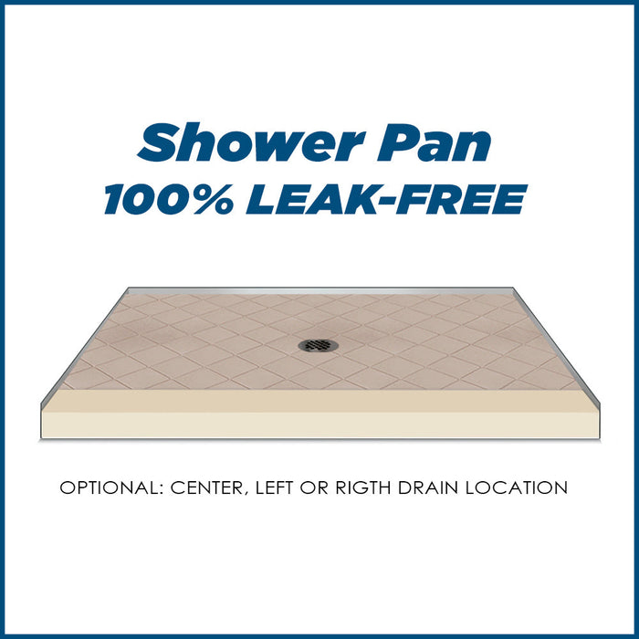 American Bath Factory Diamond Desert Sand 60" Alcove Stone Shower Kit SPECIAL (FREE - Shampoo Niche)