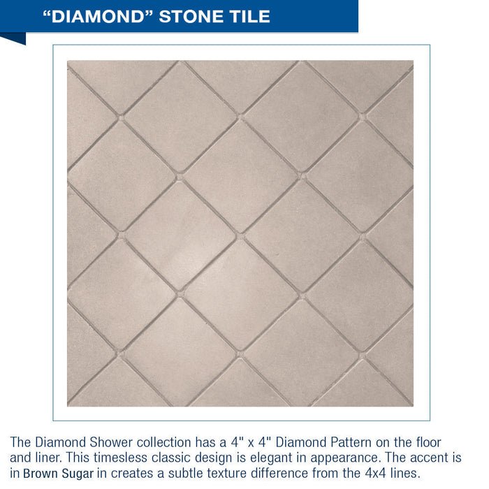 American Bath Factory Diamond Desert Sand 60" Alcove Stone Shower Kit SPECIAL (FREE - Shampoo Niche)