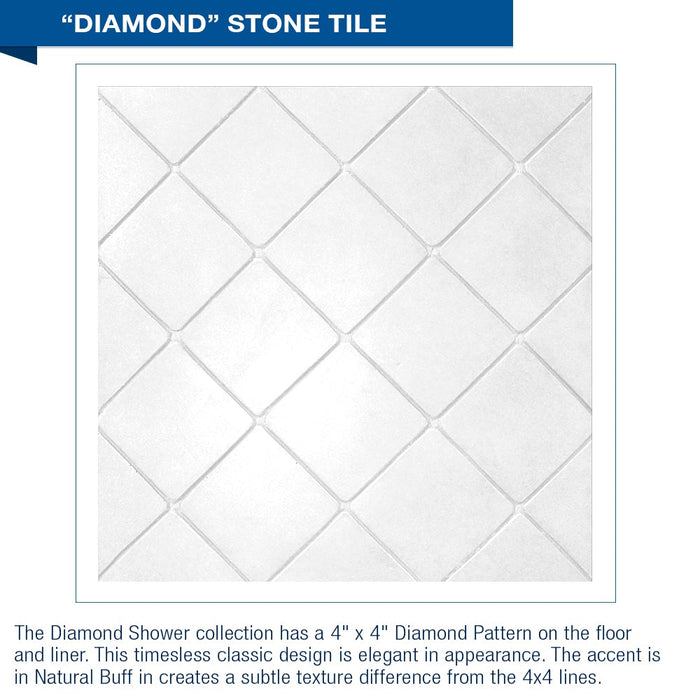 American Bath Factory Diamond Natural Buff  Alcove Stone Shower Enclosure Kit