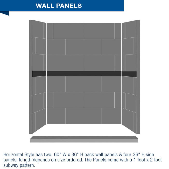 American Bath Factory Diamond Brown Sugar 60" Alcove Stone Shower Kit