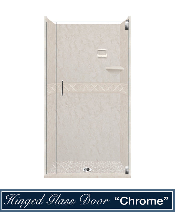 American Bath Factory Rafe Marble Diamond Alcove Shower Enclosure Kit