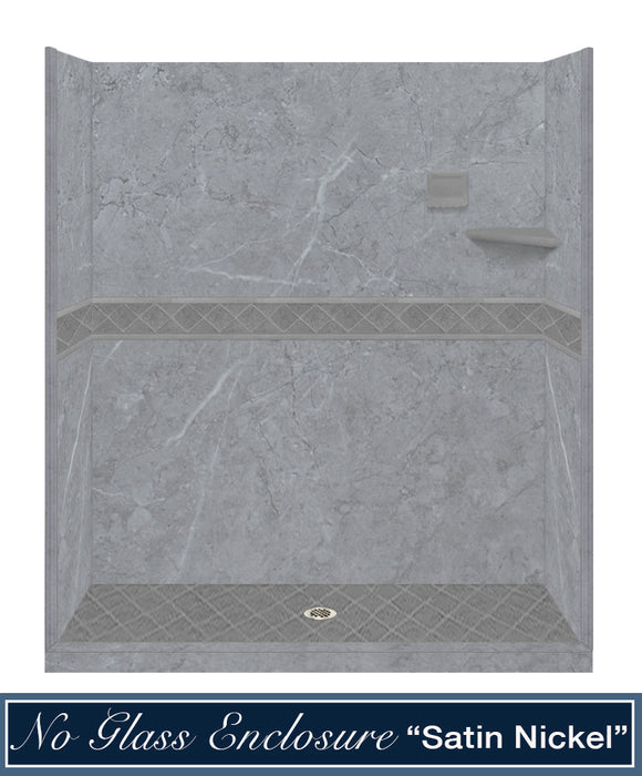 American Bath Factory Grio Marble Diamond Alcove Shower Enclosure Kit