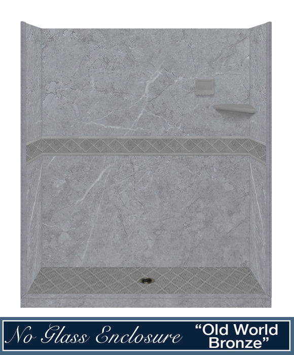 American Bath Factory Grio Marble Diamond Alcove Shower Enclosure Kit