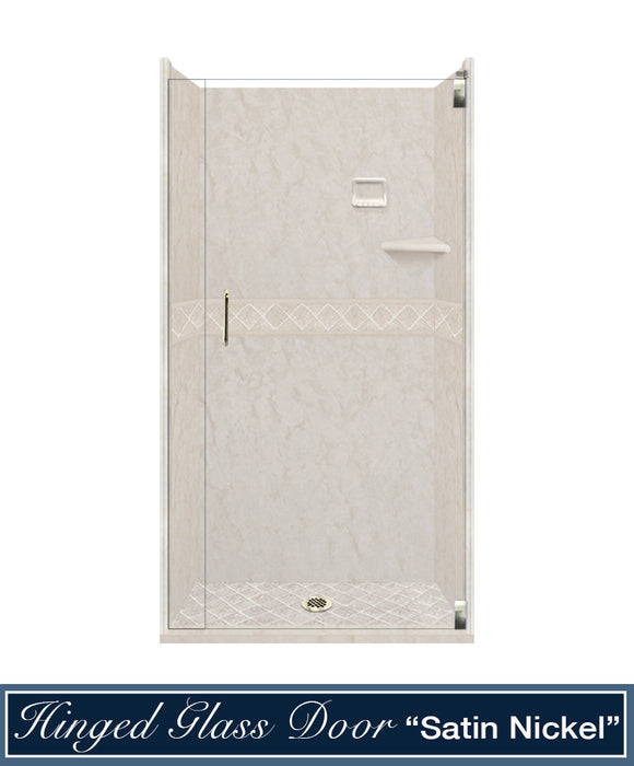 American Bath Factory Rafe Marble Diamond Alcove Shower Enclosure Kit