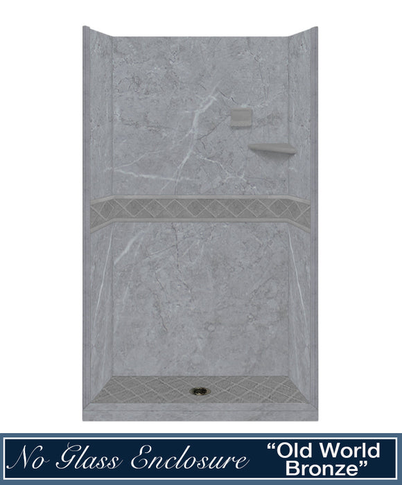 American Bath Factory Grio Marble Diamond Alcove Shower Enclosure Kit