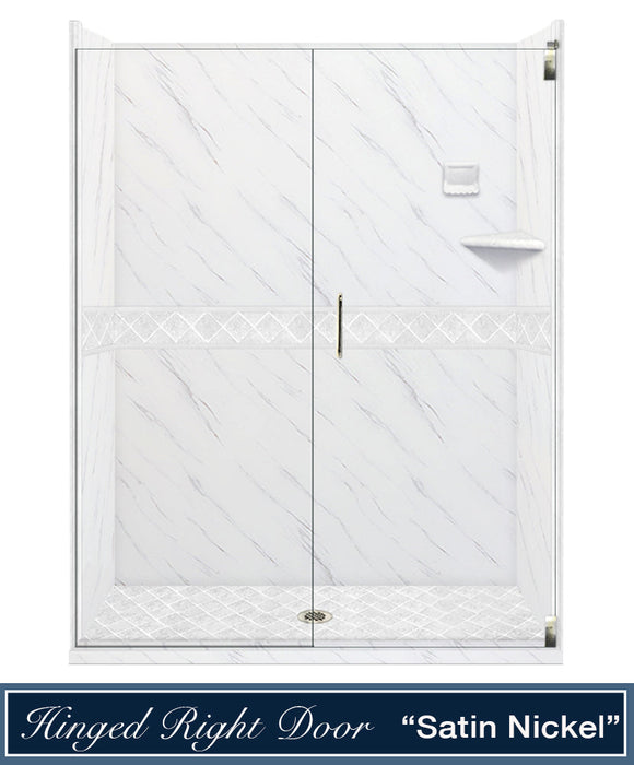 American Bath Factory Carrara Marble Diamond Alcove Shower Enclosure Kit