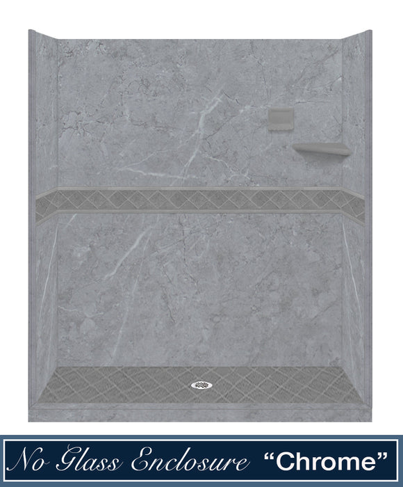 American Bath Factory Grio Marble Diamond Alcove Shower Enclosure Kit