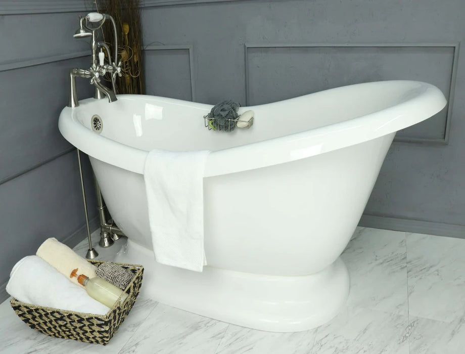 American Bath Factory Satin Nickel Finish Pedestal Slipper Bathtub