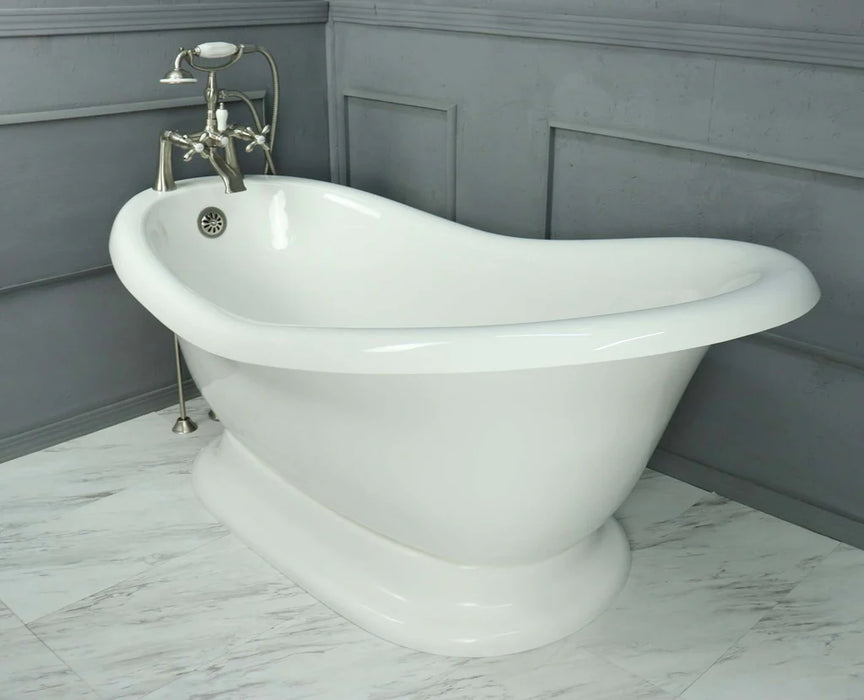 American Bath Factory Satin Nickel Finish Pedestal Slipper Bathtub