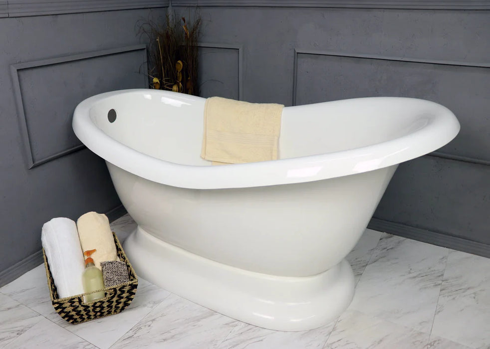 American Bath Factory Satin Nickel Finish Pedestal Slipper Bathtub