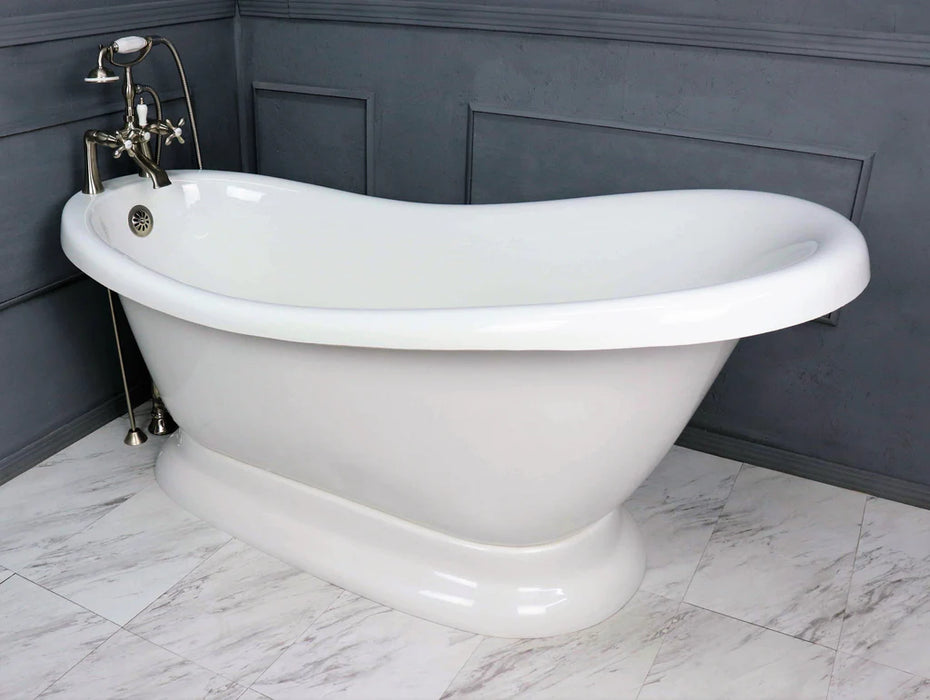 American Bath Factory Satin Nickel Finish Pedestal Slipper Bathtub