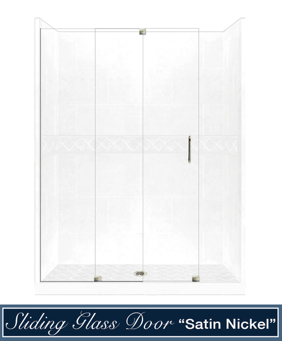 American Bath Factory Diamond Natural Buff  Alcove Stone Shower Enclosure Kit