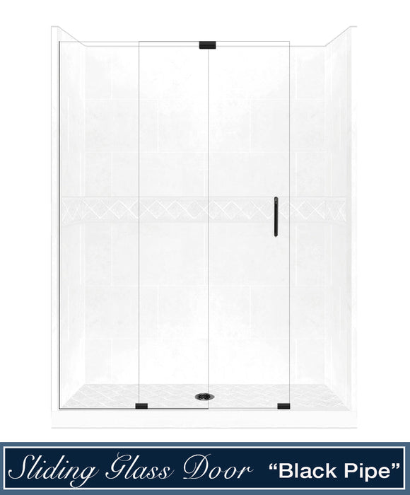 American Bath Factory Diamond Natural Buff  Alcove Stone Shower Enclosure Kit