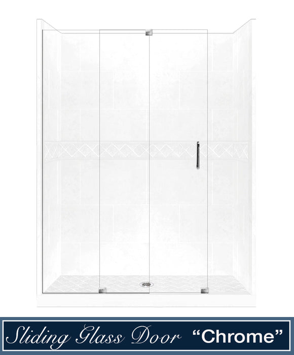 American Bath Factory Diamond Natural Buff  Alcove Stone Shower Enclosure Kit