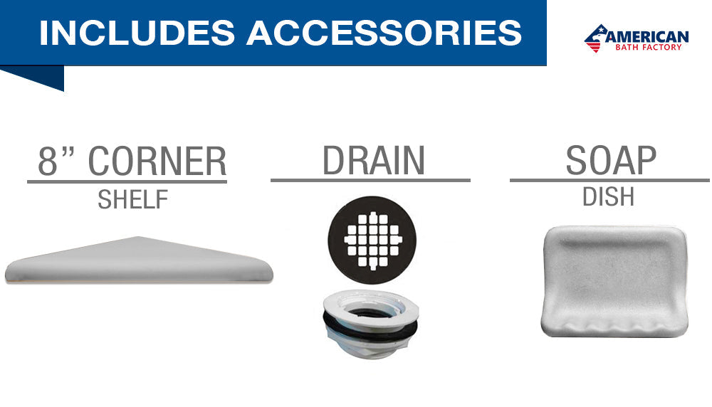 American Bath Factory Diamond Portland Cement 60" Alcove Shower Enclosure Kit