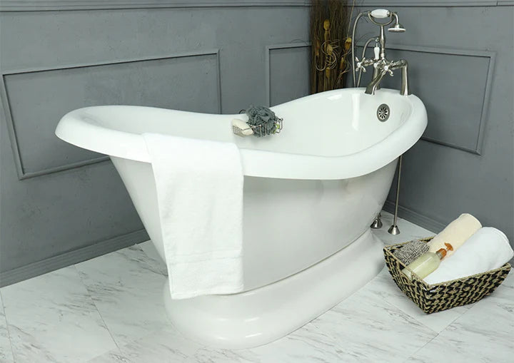 American Bath Factory Satin Nickel Finish Pedestal Slipper Bathtub