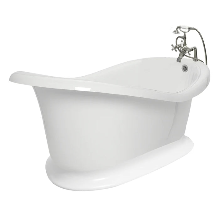 American Bath Factory Satin Nickel Finish Pedestal Slipper Bathtub