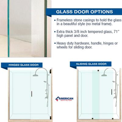 American Bath Factory Diamond Wet Cement 60" Alcove Stone Shower Enclosure Kit